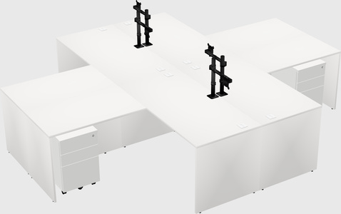 Quad l-shaped office desks