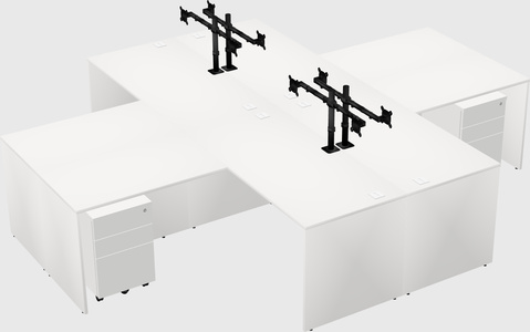 Quad l-shaped office desks