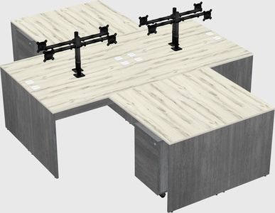 Quad l-shaped office desks