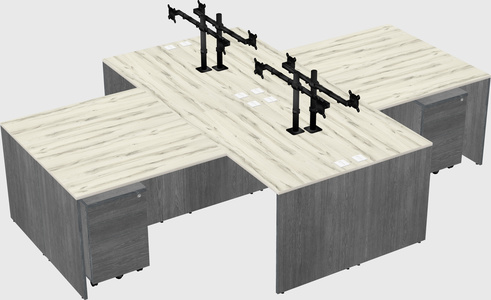 Quad l-shaped office desks