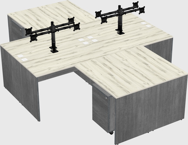 Quad l-shaped office desks