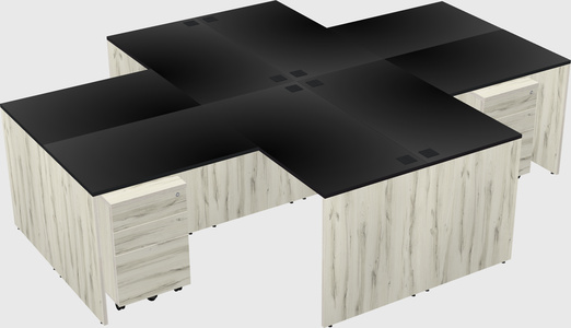 Quad l-shaped office desks