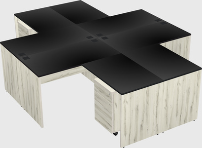 Quad l-shaped office desks