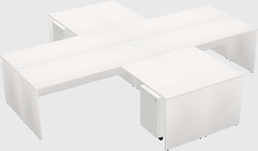 Bureaux de bureau quadruples en forme de l