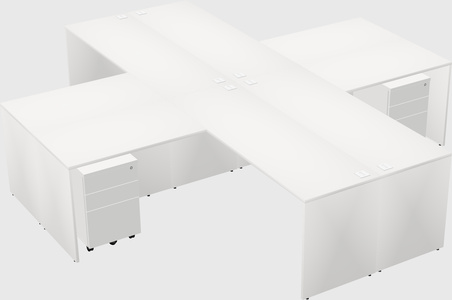 Bureaux de bureau quadruples en forme de l