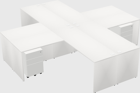 Bureaux de bureau quadruples en forme de l