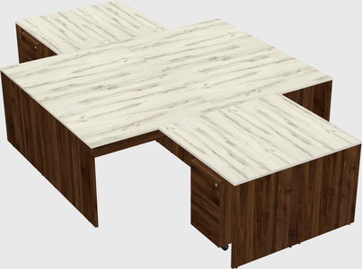 Quad l-shaped office desks