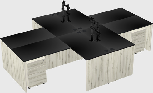 Quad l-shaped office desks