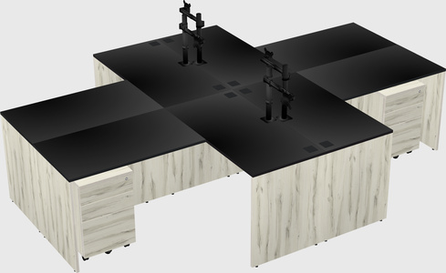 Quad l-shaped office desks