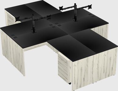 Quad l-shaped office desks