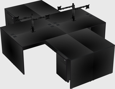 Quad l-shaped office desks