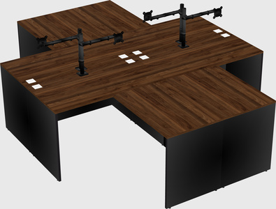 Quad l-shaped office desks