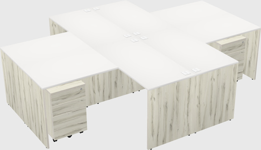 Quad l-shaped office desks