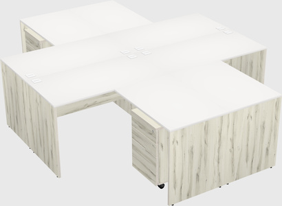 Quad l-shaped office desks