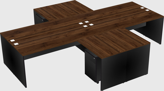 Quad l-shaped office desks
