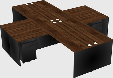 Quad l-shaped office desks