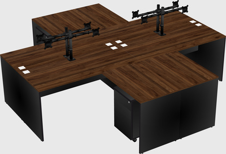 Quad l-shaped office desks