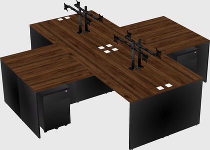 Quad l-shaped office desks