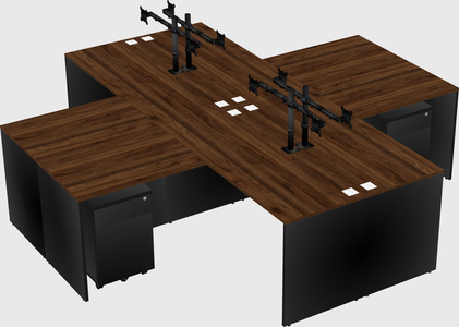 Quad l-shaped office desks