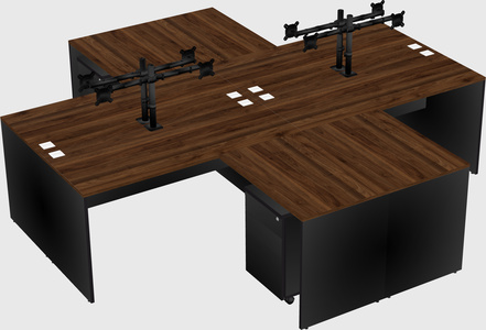 Quad l-shaped office desks