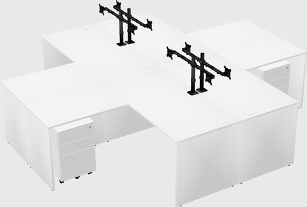 Quad l-shaped office desks