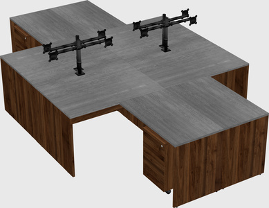 Quad l-shaped office desks