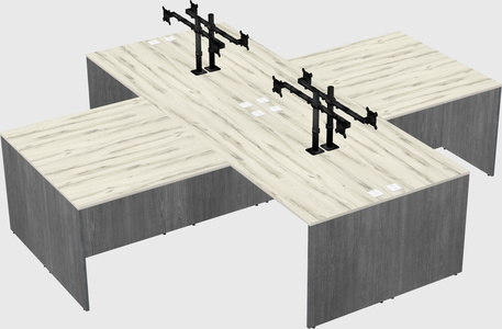Quad l-shaped office desks