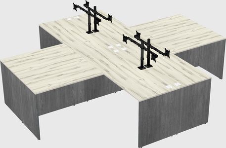 Quad l-shaped office desks