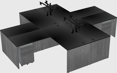 Quad l-shaped office desks