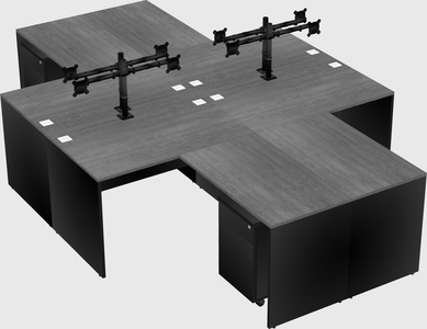 Quad l-shaped office desks