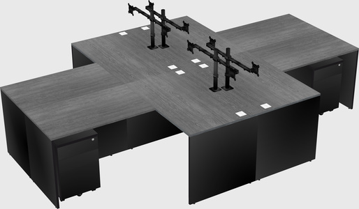 Quad l-shaped office desks