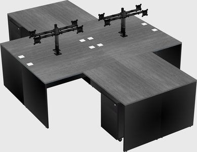 Quad l-shaped office desks