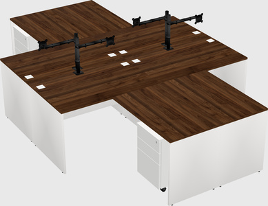 Quad l-shaped office desks