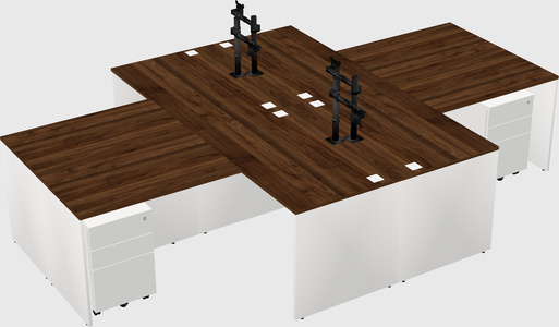 Quad l-shaped office desks