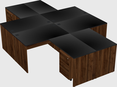 Quad l-shaped office desks
