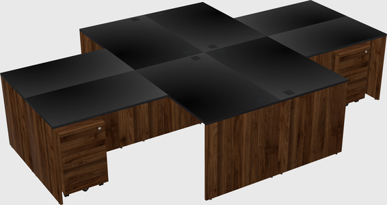 Quad l-shaped office desks