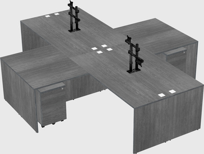 Bureaux de bureau quadruples en forme de l