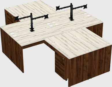 Quad l-shaped office desks