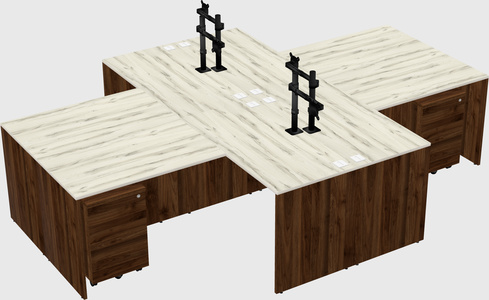 Quad l-shaped office desks