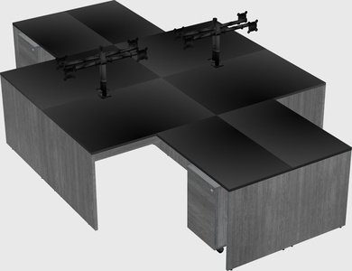 Quad l-shaped office desks