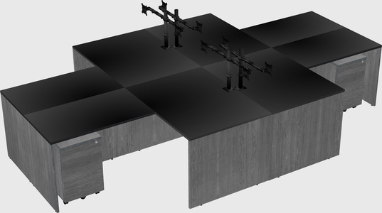 Quad l-shaped office desks