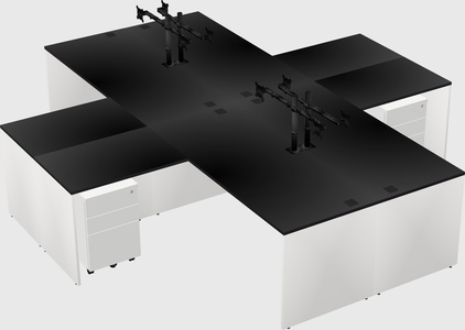 Quad l-shaped office desks