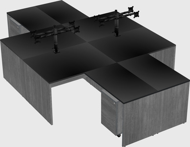 Quad l-shaped office desks