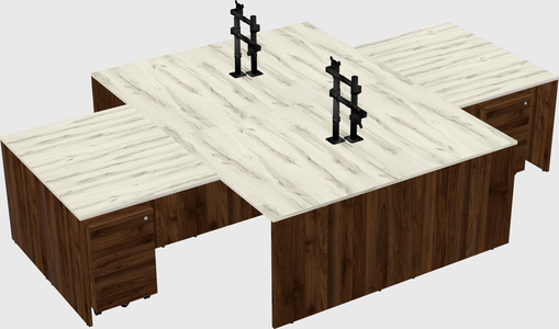 Quad l-shaped office desks