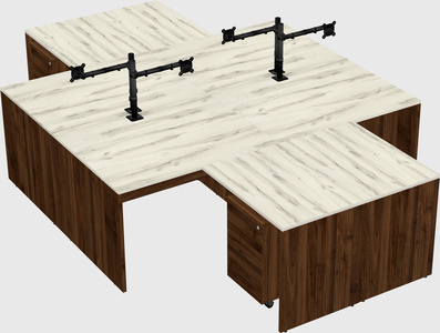 Quad l-shaped office desks