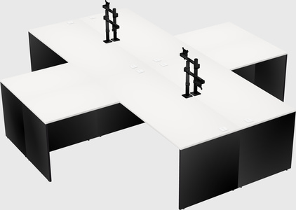 Bureaux de bureau quadruples en forme de l