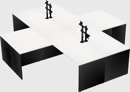Bureaux de bureau quadruples en forme de l