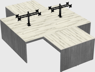 Quad l-shaped office desks