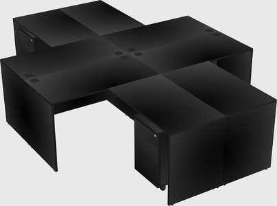Quad l-shaped office desks