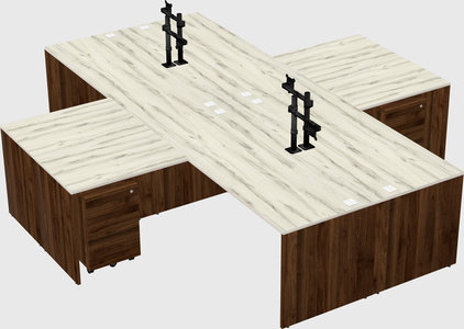 Quad l-shaped office desks